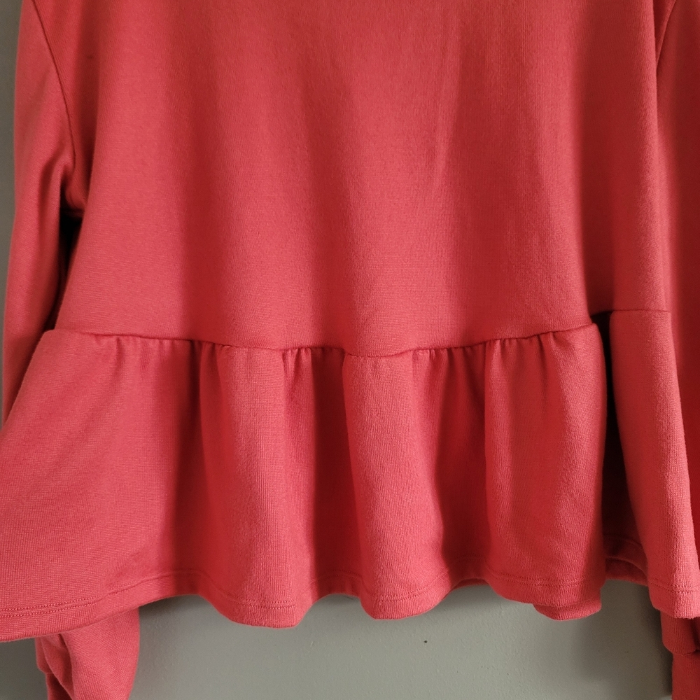 NWT Joe Fresh Jillian Harris Comfy Flowy Ruffle Hem Long Sleeve Shirt Top Medium - Picture 4 of 12